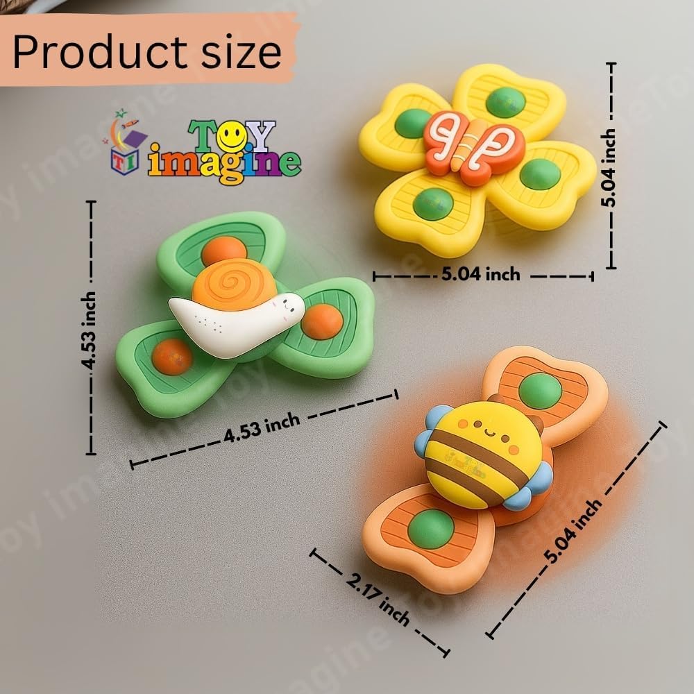 Toy Imagine Insect-Themed Suction Spinner Toys for Babies & Toddlers