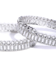 Priyaasi Elegant Latest Stylish Artificial Stones Silver-Plated Bangle Set for Women & Girls