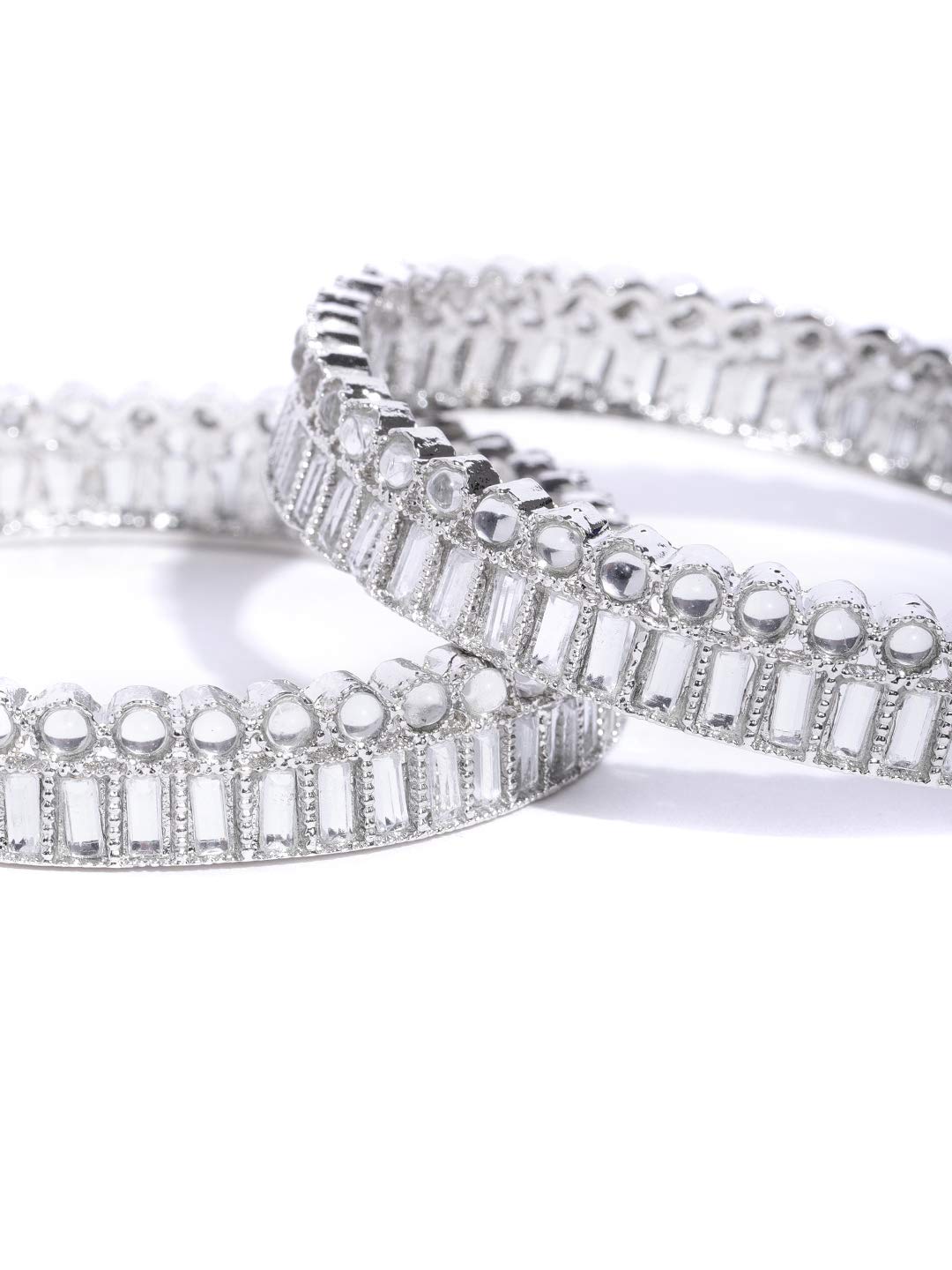 Priyaasi Elegant Latest Stylish Artificial Stones Silver-Plated Bangle Set for Women & Girls