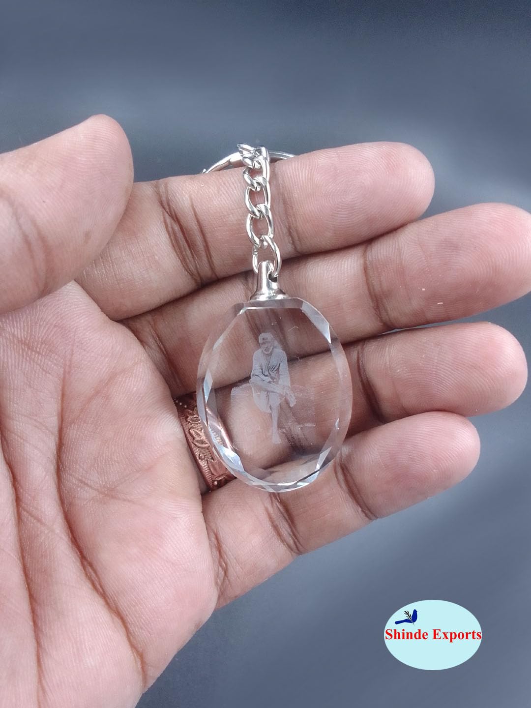 SHINDE EXPORTS Shirdi Saibaba Crystal Key Chain for car Bike and Home
