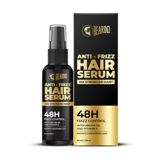 Beardo Anti-Frizz Hair Serum with Argan oil & Vitamin E| 48H Frizz Control & Smooth Hair | Hair Styling Serum for Men| Tames Frizz & Rough Hair | Daily Use Serum For All Hair Types | 50ml