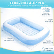 Toy Imagine 5.5 Feet Rectangular Inflatable Pool for Kids Full-Sized Bathing Tub for Boys & Girls 1–7 Years Indoor Outdoor Use Garden, Summer Party Pools (Blue, Pump Not Included) Limited