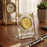 DIVINITI 24K Gold Plated Guru Vayurappan Acrylic Frame for Car Dashboard, Home Temple & Office Table | Premium Spiritual Gift, Blessings for Protection & Positivity, 8x7 cm Decorative Showpiece