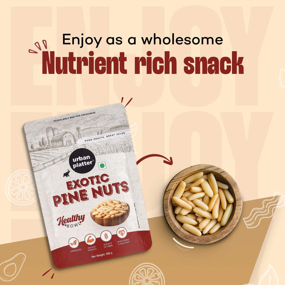 Urban Platter Exotic Pine Nuts, 100g (Chilgoza Giri | Rich in Protein | Elevates Pesto, Hummus, Salads)