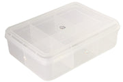 NMII Multipurpose Plastic Storage Box with Partitions | Transparent Organizer with Secure Lid | Ideal for Stationery, Craft Supplies, Tools, and Jewellery, Accessories | Lightweight-(6 Partitions)