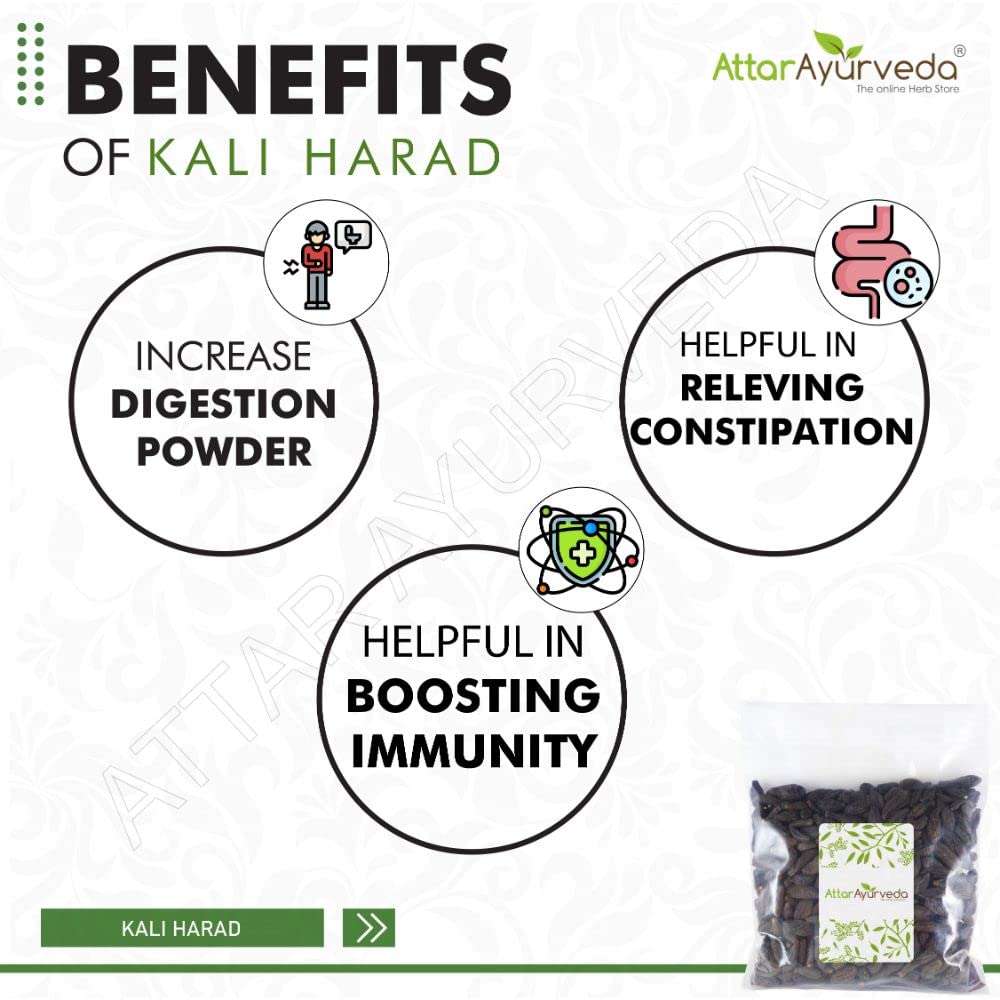 Attar Ayurveda Choti Harad - Kali Harad (250 Grams) | Dried | Whole Form | 100% Natural, No Preservatives