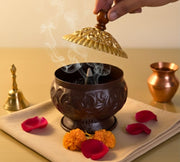 DSH Incense Burner Home Purifying Loban Dhoop Dani Dhuni for Home and Office Kapoor Dani for Puja Sambrani Dhoop Holder. (Svardhuni Gold)