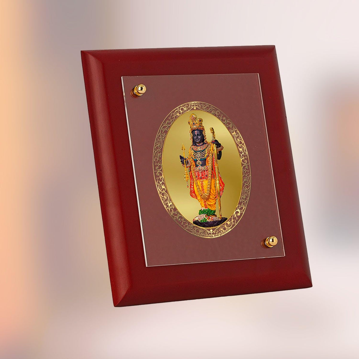 DIVINITI Intima Pure 24K Gold Plated Ram Lalla Religious Frame – Luxury Home, Office & Mandir Décor | Premium Gold Foil Artwork in MDF Frame | Table Top Display (16 X 13.5 CM)