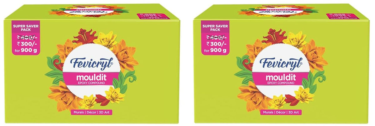 Fevicryl Hobby ideas Mould It, 900 G, Clay Set for Modelling and Sculpting, Air Dry Clay for Art and Craft, Gift for Artists, Students, Children (Pack of 2), White