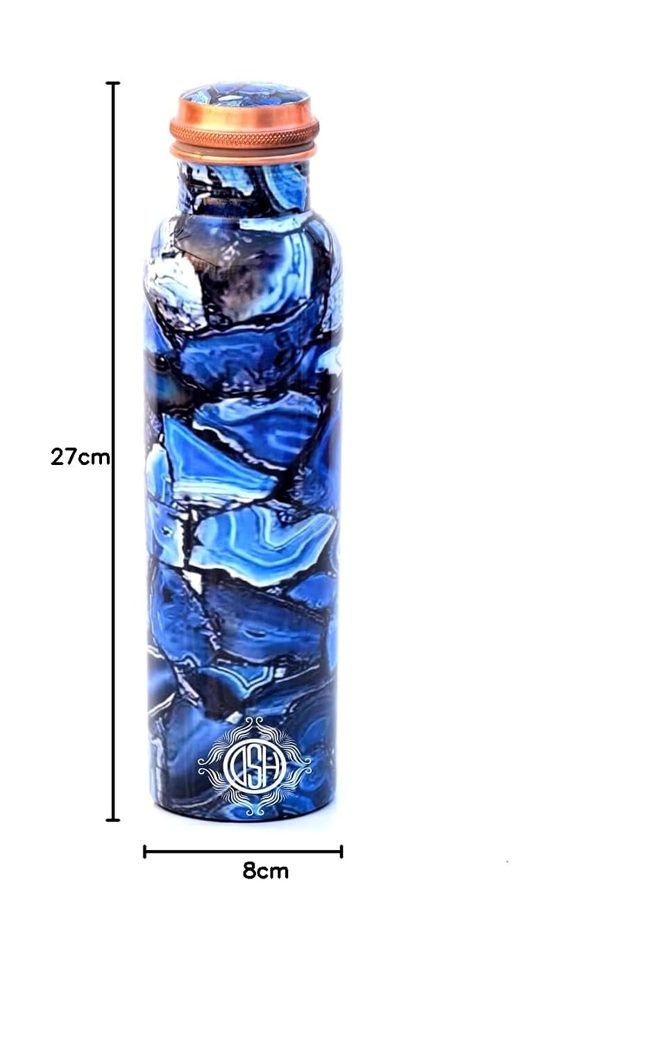 DSH Copper Bottles for 1 Litre Printed with Art Work, Travelling Purpose Bottles, Yoga Ayurveda Healing, 1000 ML (Design SM 16)