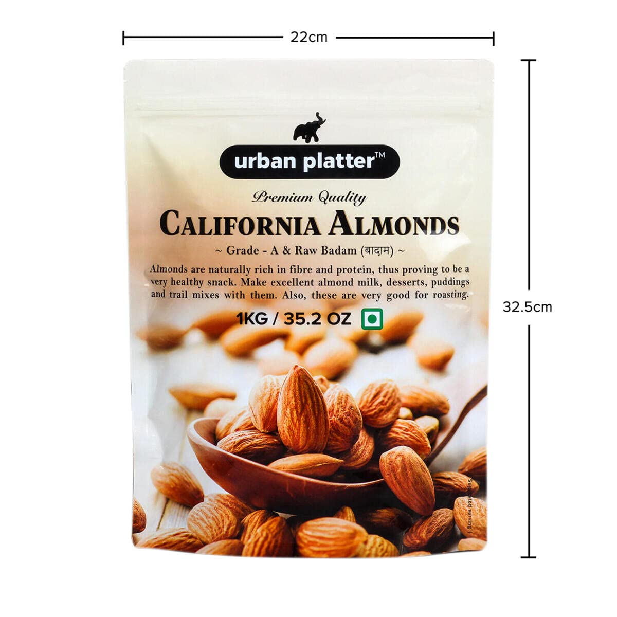 Urban Platter California Almonds, 1 Kg (Rich in Fibre, Rich in Protein)