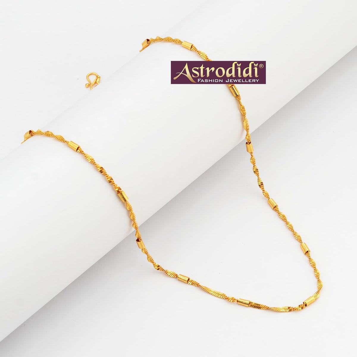 ASTRODIDI Gold Plated Chain | 24 Inch Stylish Light Weighted Golden Brass Neck Chain For Girls Women Men Boys (CHAIN-BALA-06)