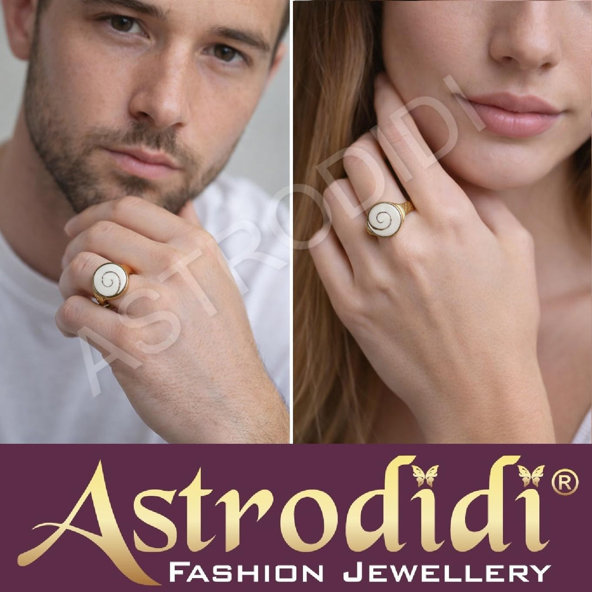 ASTRODIDI Gomti Chakra Ring Natural Gomati Chakram Stone Adjustable Ring | Astrological Gemstone | Unisex Both for Men & Women