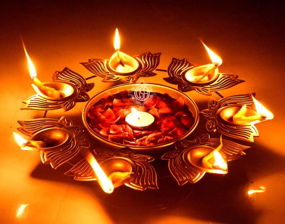 DSH Urli Bowl for Home Decor and Festival Decor for Floating Flowers Candles and T-Lights Candle Stand with Floating Diyas. (Kamal Urli)