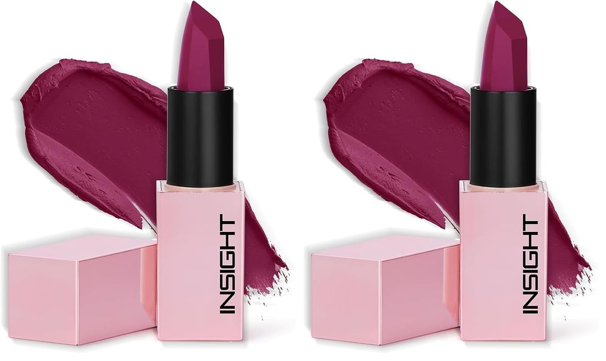 INSIGHT Prime Matte Lipstick - 3.8g |Satin Matte Finish |All day Comfort Wear | Infused with Hyaluronic Acid & Rosehip Oil |(BELLINI) (Pack of 2)
