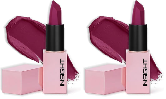 INSIGHT Prime Matte Lipstick - 3.8g |Satin Matte Finish |All day Comfort Wear | Infused with Hyaluronic Acid & Rosehip Oil |(BELLINI) (Pack of 2)