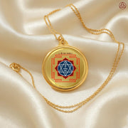 Diviniti 24K Gold Plated Ram Ji & Yantra Pendant For Men, Women & Kids 22 MM Double Sided Stylish Pendant Necklace For Girls Divine God Pendant For Birthday Gift, Anniversary Gift