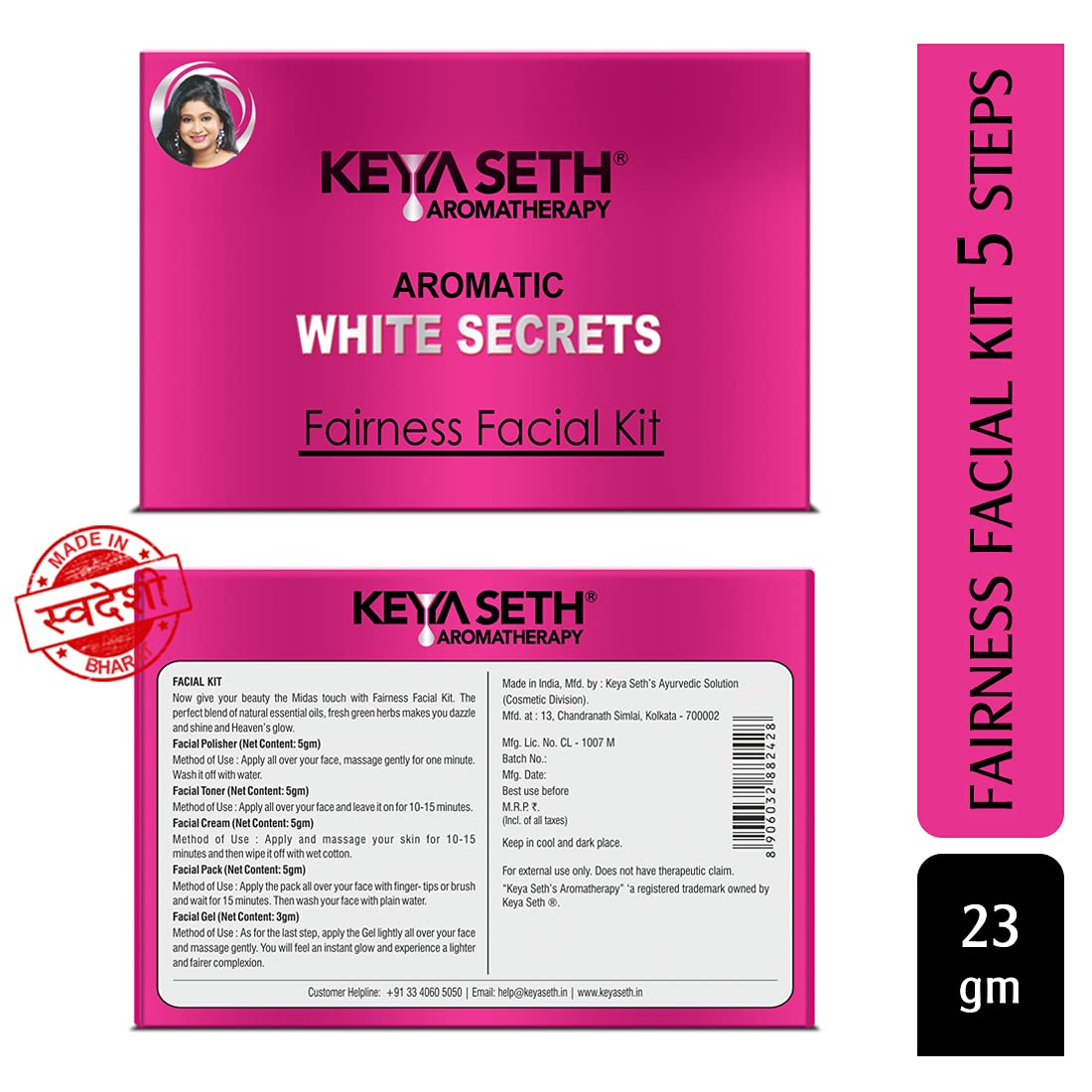 KEYA SETH AROMATHERAPY Aromatic White Secrets (Fairness Facial Kit) with Pure Essential oils & Fresh Green Herbs -Instant White, Bright, Shine & Youthful Glow Skin