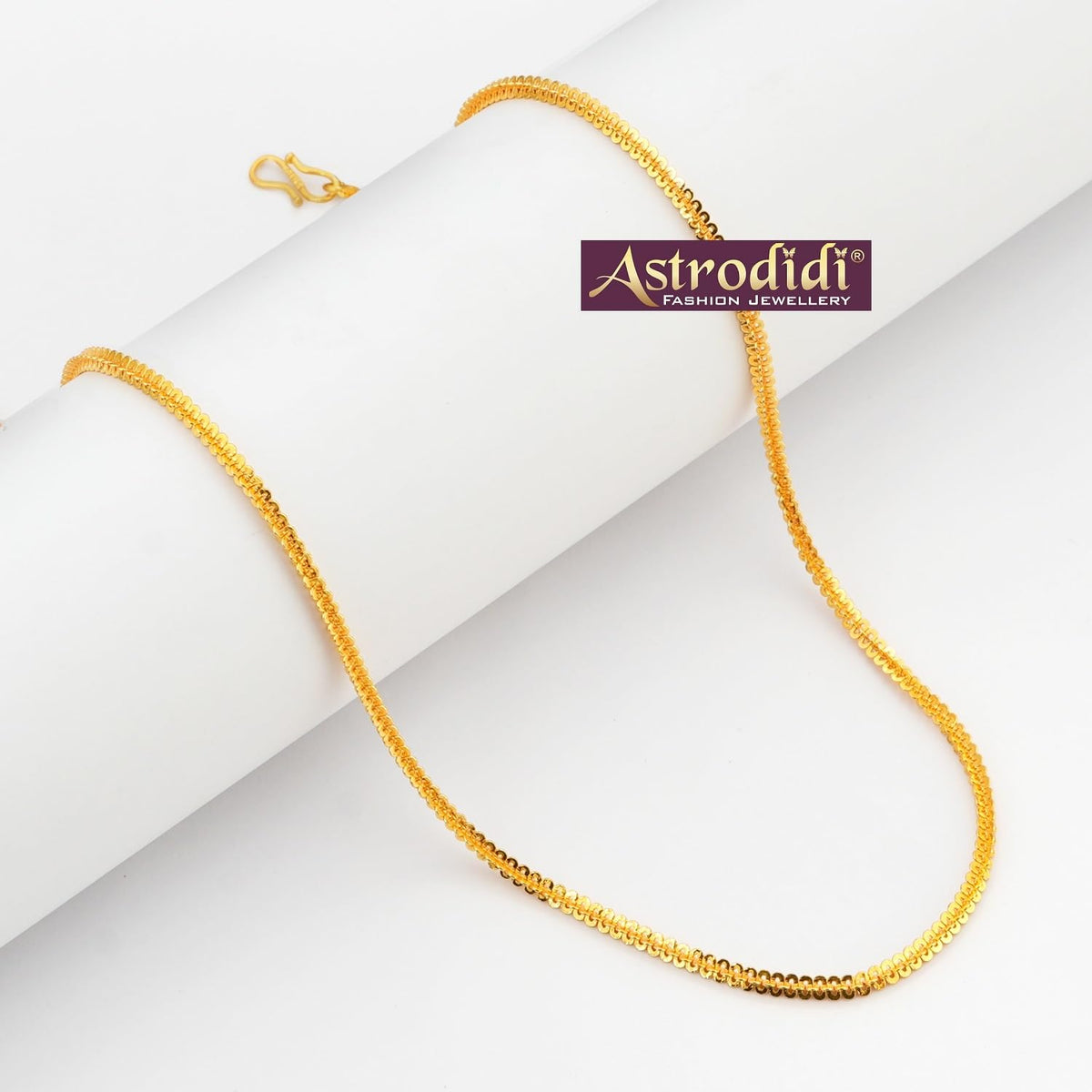 ASTRODIDI Gold Plated Chain | 24 Inch Stylish Light Weighted Golden Brass Neck Chain For Girls Women Men Boys (CHAIN-BALA-21)