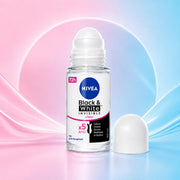 Nivea Black & White Invisible Clear Anti-Perspirant Roll On 50ml | 5 in 1 Protection with 72H Sweat & Odor Control | Anti Stain Deodorant for Women