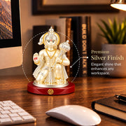 DIVINITI Premium Lord Hanuman Idol with Silver-Tone Finish & Gold Accents | Bajrangbali Idol with Gada, Ram Blessing Hand, Stable Base & Premium Gift Box | Home, Mandir & Gifting | 8.5 x 6.5 cm