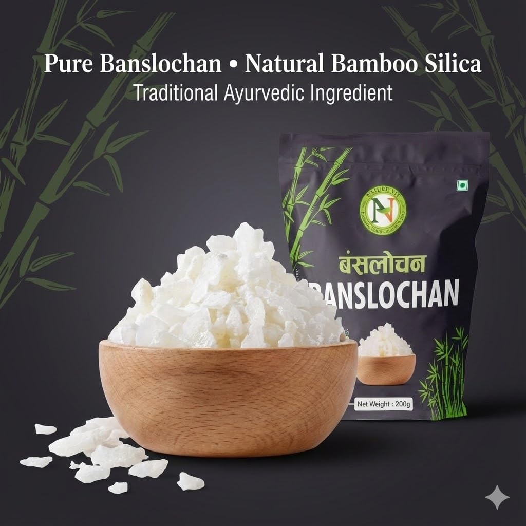 NatureVit Banslochan 1 Kg | Natural Bamboo Silica | Ayurvedic Ingredient for Bone Strength, Immunity & Skin Health | Safe for Infants & Adults | Edible Raw Bamboo Extract