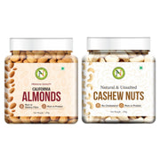 NatureVit Almonds & Cashew Nuts Combo of 500 Gram (250g Each) | Healthy Snack for Family & Gifting