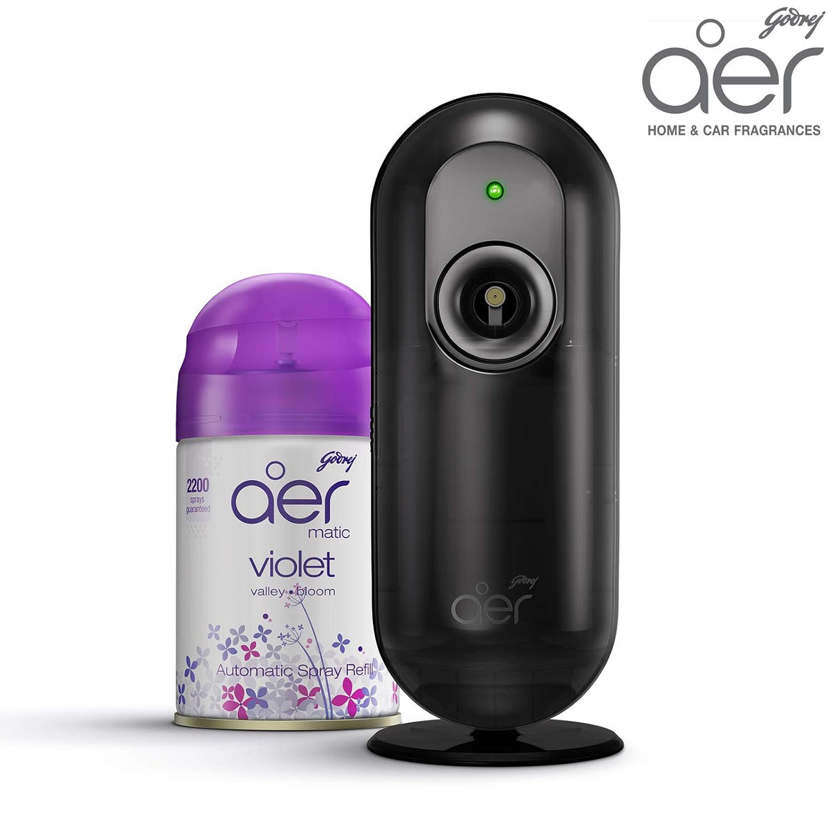 Godrej aer Matic, Automatic Air Freshener Spray Kit With Flexi Control-Violet Valley Bloom(225 Ml), 1 Count