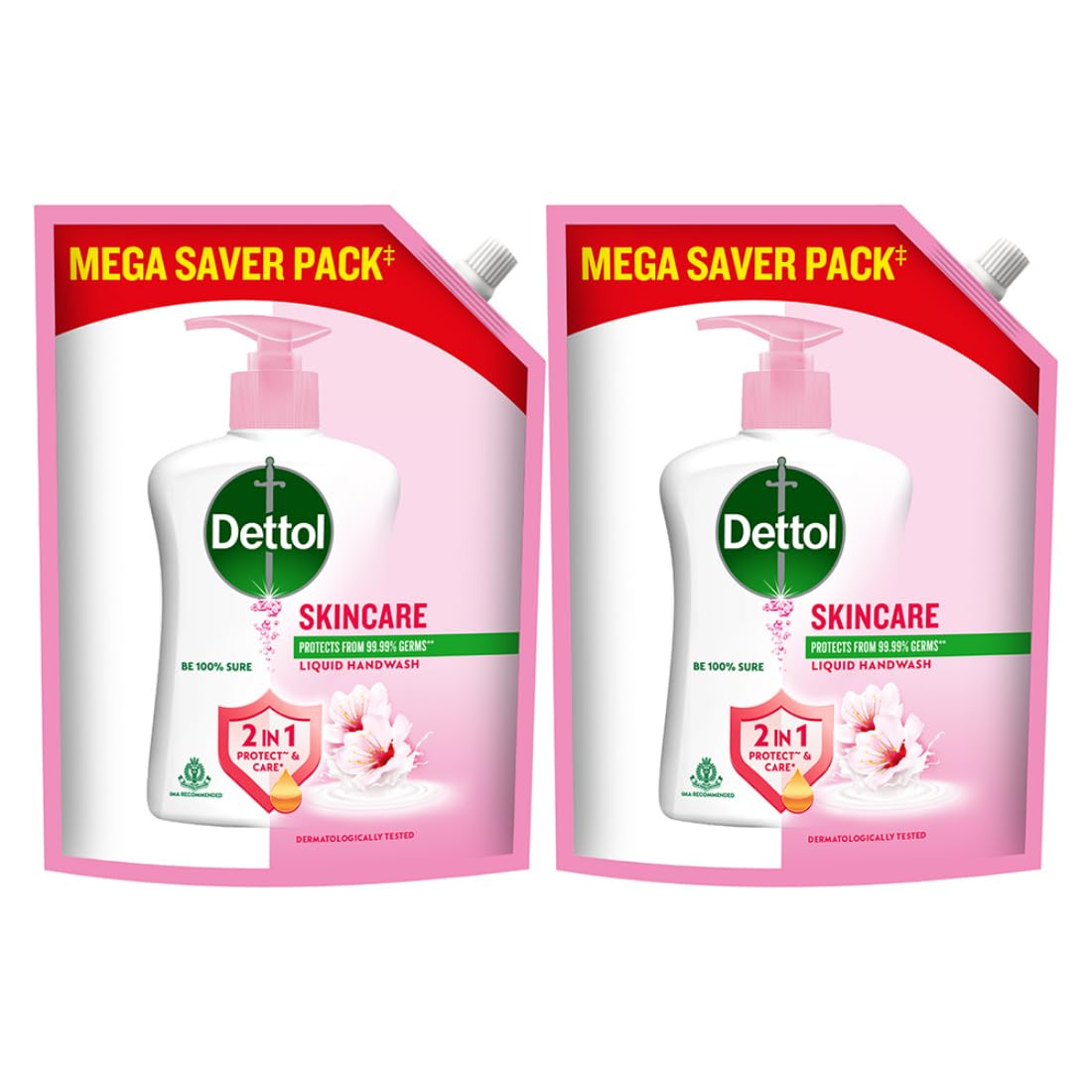 Dettol Liquid Handwash Refill - Skincare Moisturizing Hand Wash, 1350 ml, Pack of 2