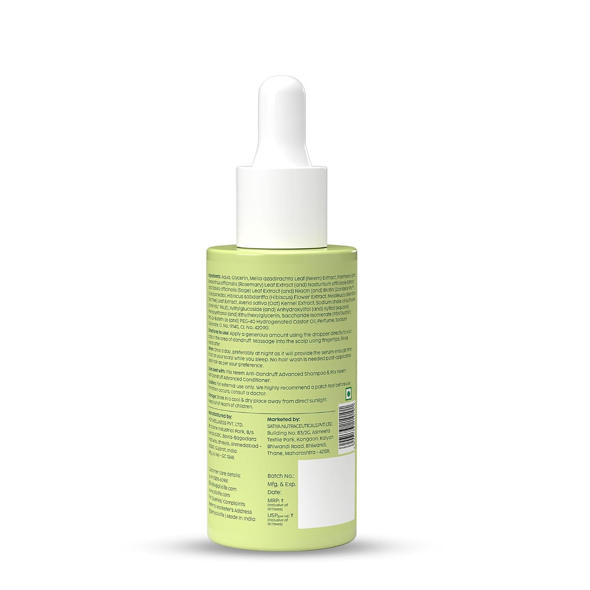 PLIX - THE PLANT FIX Neem Anti-Dandruff Advanced Serum | 3% Dandelix Pro™ & Ichthyol® Pale| Quick absorbing, Non-greasy & Lightweight | 50ml