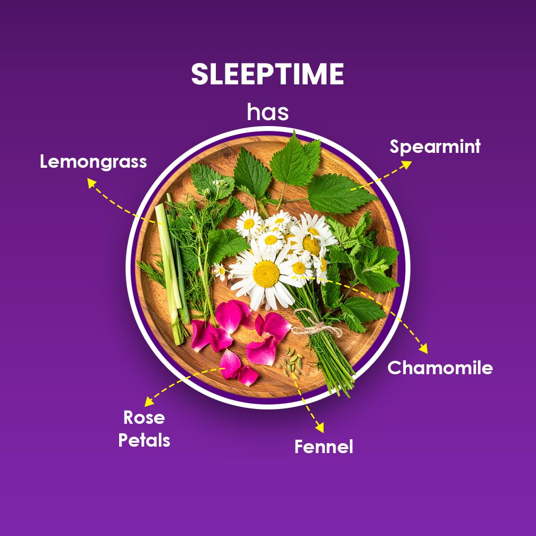 BLUE TEA - Sleep Time Tea - 30 Tea Bags - Plant Based | Helps with Insomnia, Snoring | Supports Deep Relaxation | Caffeine Free | Chamomile, Spearmint, Lemongrass | Ziplock Pack