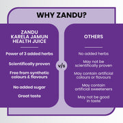 Zandu Karela Jamun + 3 Herbs Health Juice | Power of Karela, Jamun + 3 effective herbs | For Healthy Sugar level | Purifies blood naturally | Natural & Safe | Great taste | 1L