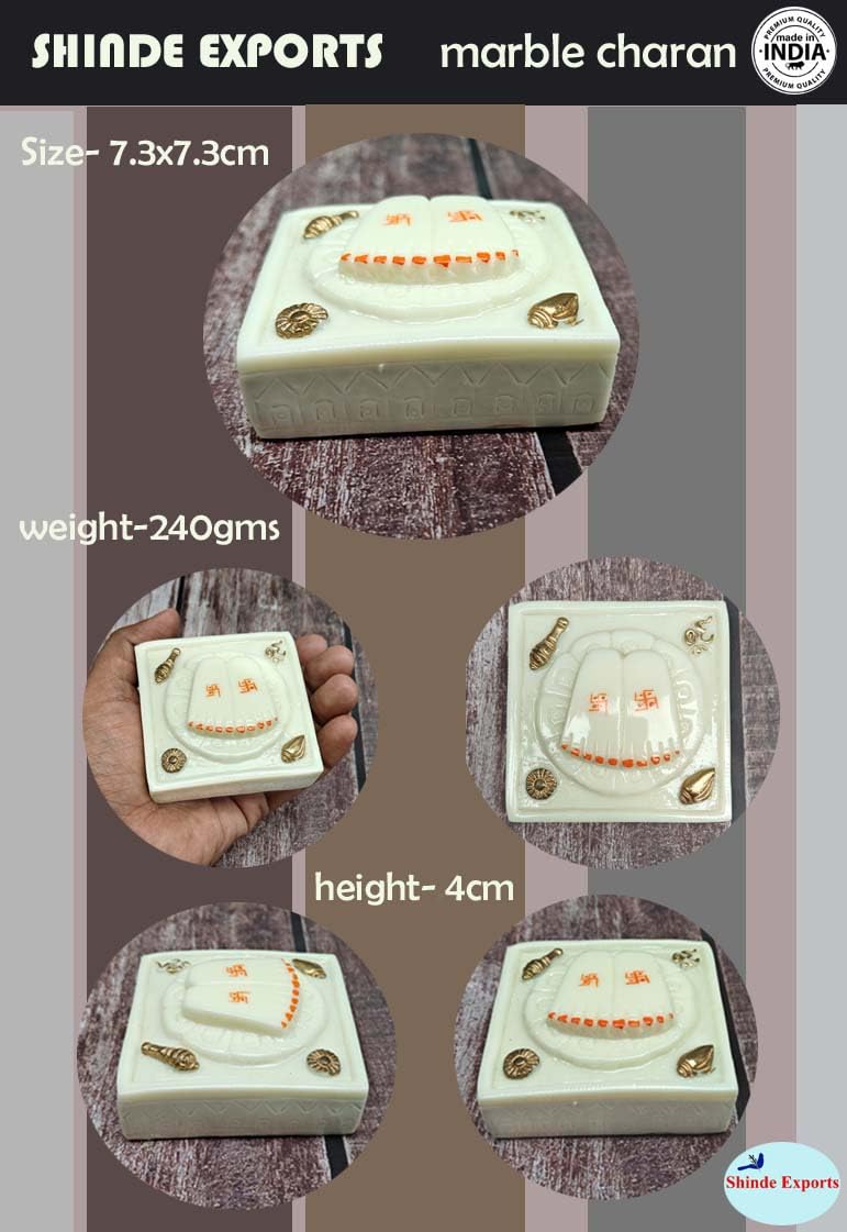 SHINDE EXPORTS Small Marble charan Kamal paduka for puja