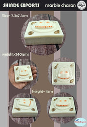 SHINDE EXPORTS Small Marble charan Kamal paduka for puja
