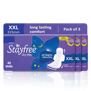 Stayfree Dry Max Xxl|Combo Pack 126 Pads|All Night Xxl Dry Cover Sanitary Pads For Women|Convert Heavy Flow Into Gel|Odour Control|Absorbs 2X More With Wider Back|Superior Dry Feel|Ultra Thin Pads