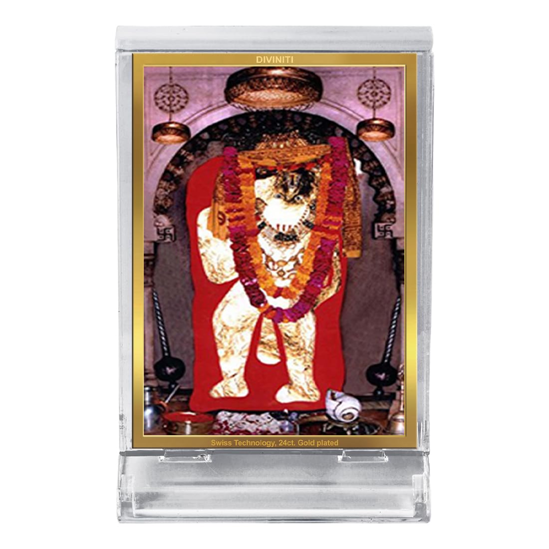 DIVINITI 24K Gold Plated Religious Car Dashboard Frame | Premium God Idol Frame for Car, Home Mandir & Office Table | Spiritual Gift, Decorative Showpiece | Mehndipur Balaji