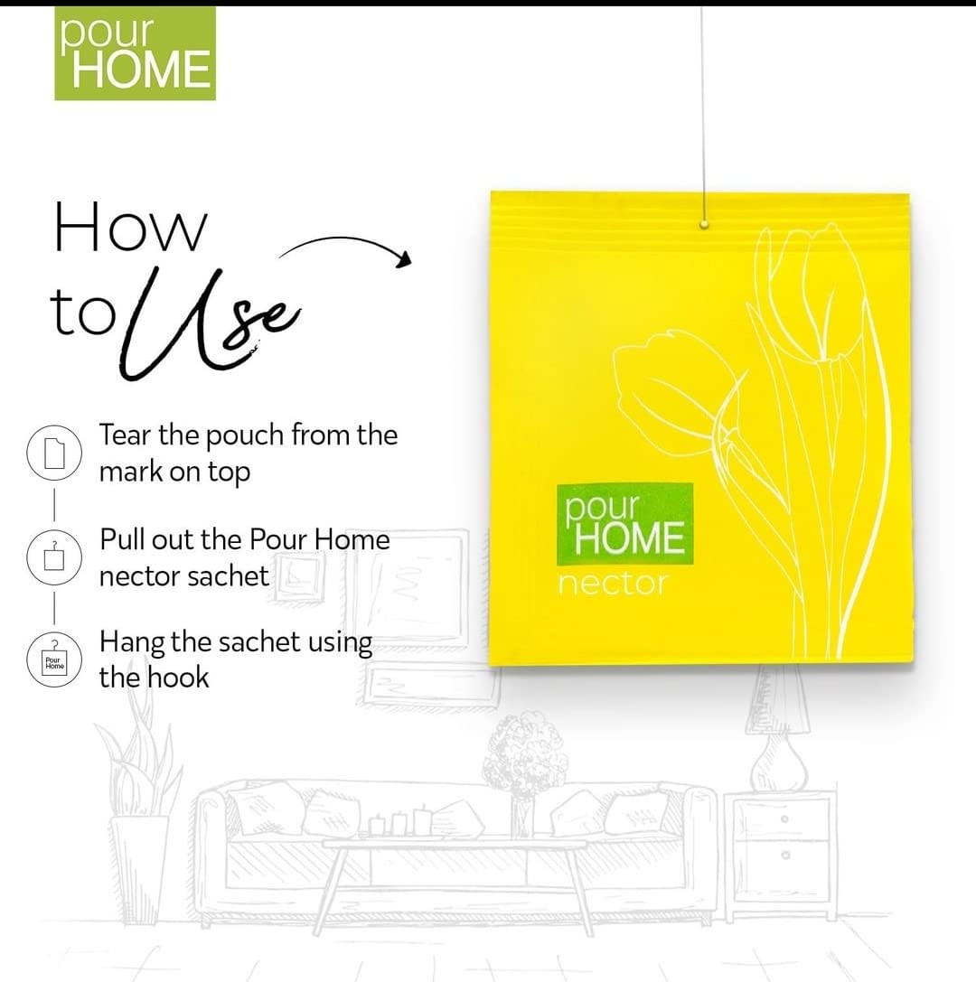 Pour Home Power Pocket Jasmine, Air Freshener - Bathroom and Toilet, Lasts 30 days - Pack of 6