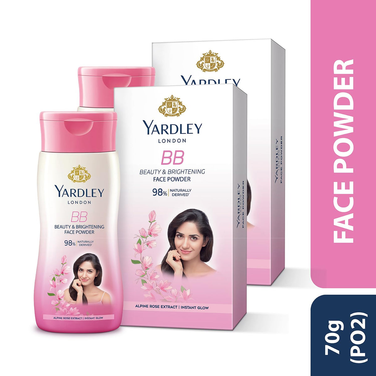 Yardley London| Beauty and Brightening Face Powder| 98% Naturally Derived| 70g (Pack of 2)