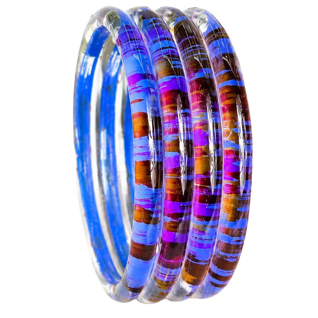 NMII Premium Glass Bangle Set for Women | Multicolour Designer Kangan | Lightweight Fashion Jewellery | 3D Transparent Chudi Set | Ethnic Party Bangles