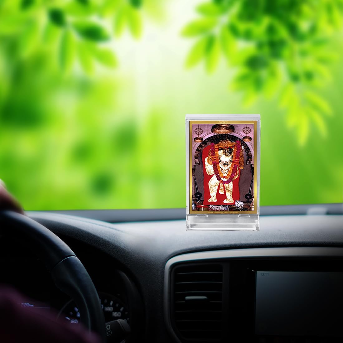 DIVINITI 24K Gold Plated Religious Car Dashboard Frame | Premium God Idol Frame for Car, Home Mandir & Office Table | Spiritual Gift, Decorative Showpiece | Mehndipur Balaji