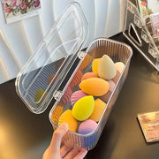 E-COSMOS® Transparent Makeup Brush Organizer Box with Lid | Dustproof Cosmetic Storage Container for Brushes, Beauty Tools & Accessories | Multipurpose Vanity & Dressing Table Organizer