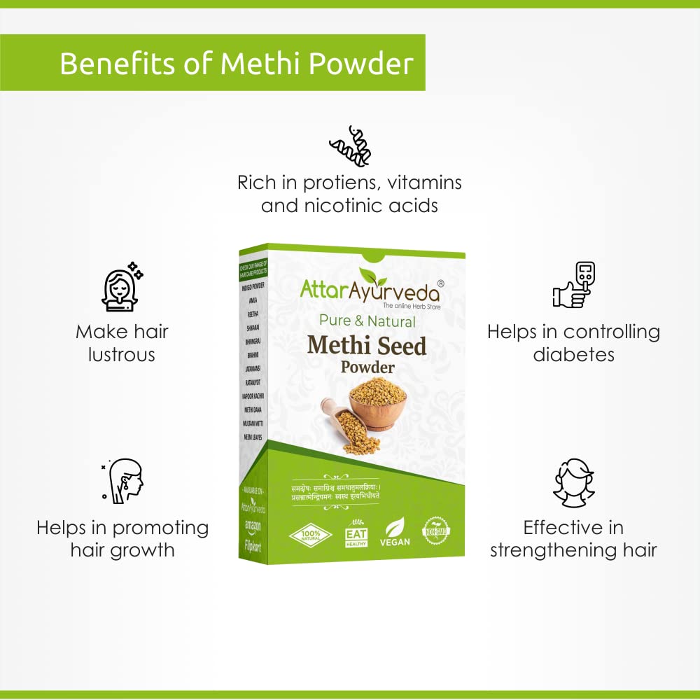 Attar Ayurveda Methi Seed Powder For Hair Growth - 200 g | Fenugreek Powder