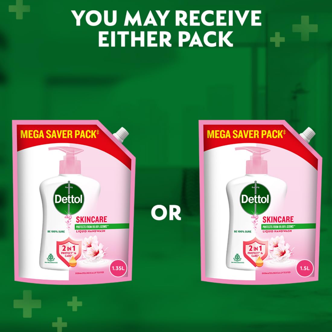 Dettol Liquid Handwash Refill - Skincare Moisturizing Hand Wash, 1350 ml, Pack of 2