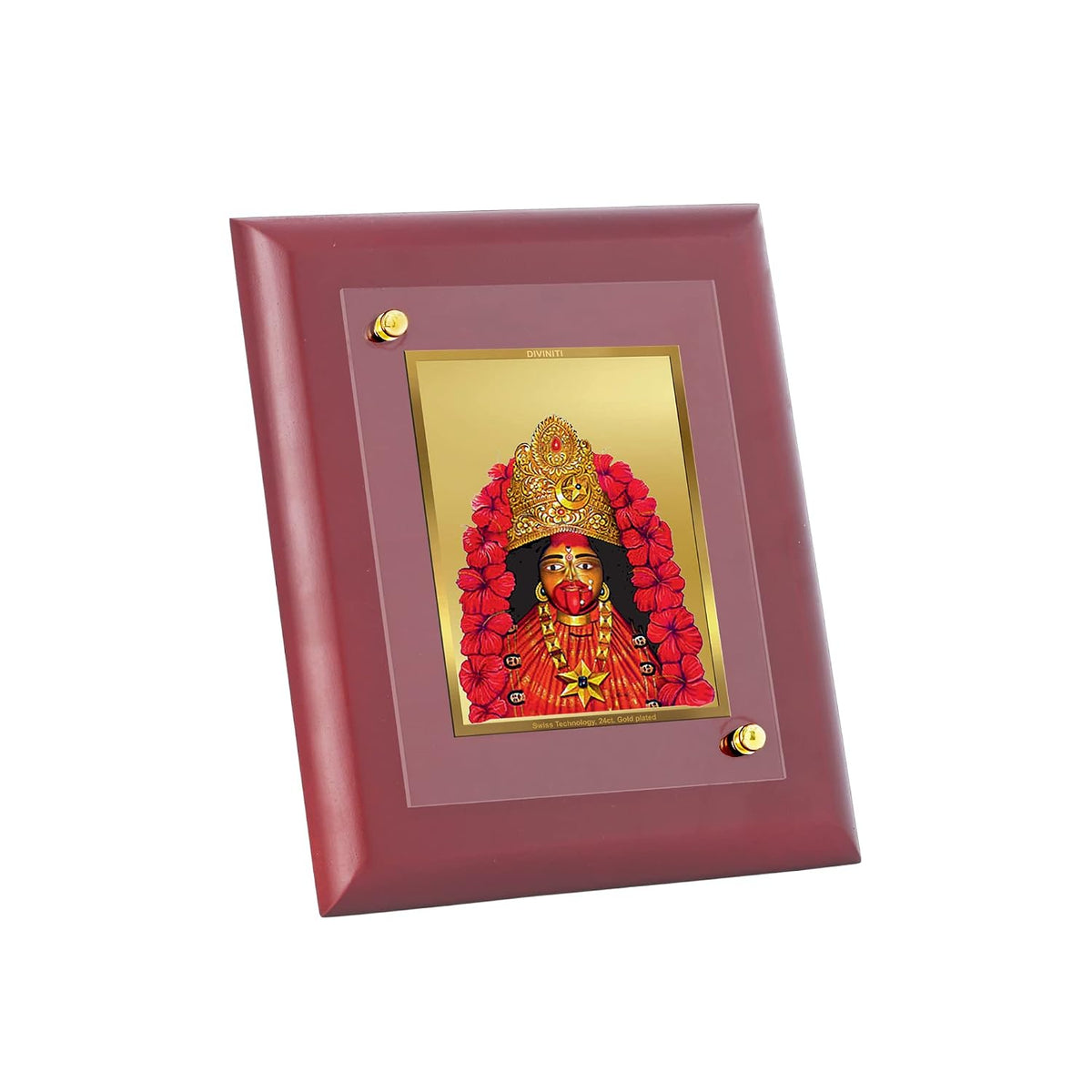 DIVINITI 24K Gold Plated Maa Tara Photo Frame | Premium Religious Gift & Spiritual Home Decor | MDF Gold Foil Frame for Pooja Room, Mandir, Wall & Gifting | 16 x 13.5 CM