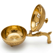 DSH Brass Incense Burner with Handle & Ventilated Lid Dhoop Dani for Pooja, Havan, Meditation & Home Fragrance Traditional Brass Loban Burner with Ash Collector