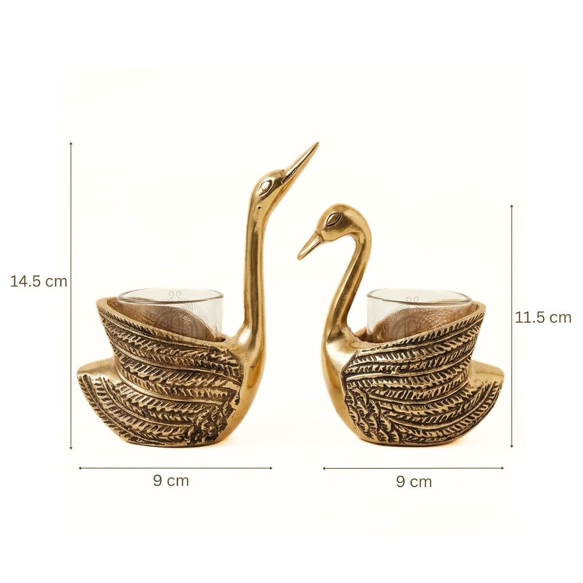 DSH Metal Swan Pair Candle Holder with Votives Aluminum Swan Showpiece for Living Room Elegant Tabletop Decoration Item for Diwali, Housewarming, Bedroom, Office & Dining Table Gifts
