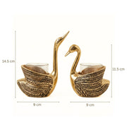 DSH Metal Swan Pair Candle Holder with Votives Aluminum Swan Showpiece for Living Room Elegant Tabletop Decoration Item for Diwali, Housewarming, Bedroom, Office & Dining Table Gifts