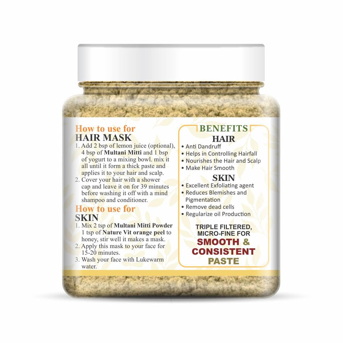 NatureVit Multani Mitti Powder for Face & Hair 250g | Natural Bentonite Clay for Glowing Skin & Oil Control | Fuller's Earth