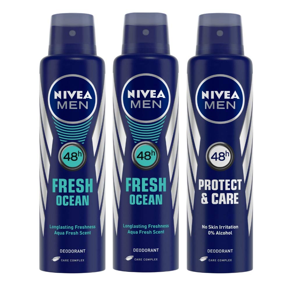 Nivea Men 48 H Fresh Ocean Aquatic Deodorant Spray , 150Ml (Buy 2 And Get 1 Free Protect Care Aquatic Deodorant Spray , 150Ml), Pack Of 1