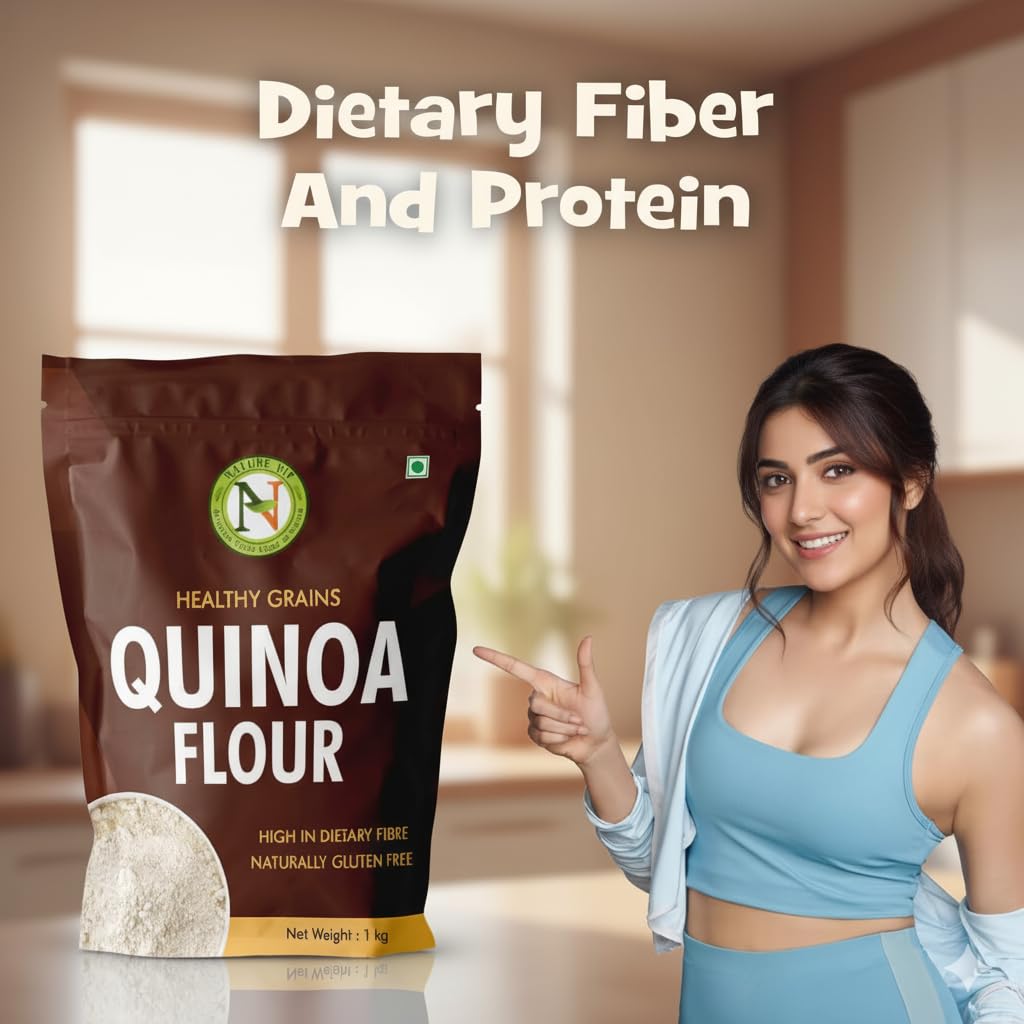 NatureVit Quinoa Flour 1 Kg | Gluten-Free High Protein Atta | Ideal for Baking, Rotis & Healthy Recipes | Fibre-Rich & Naturally Nutritious
